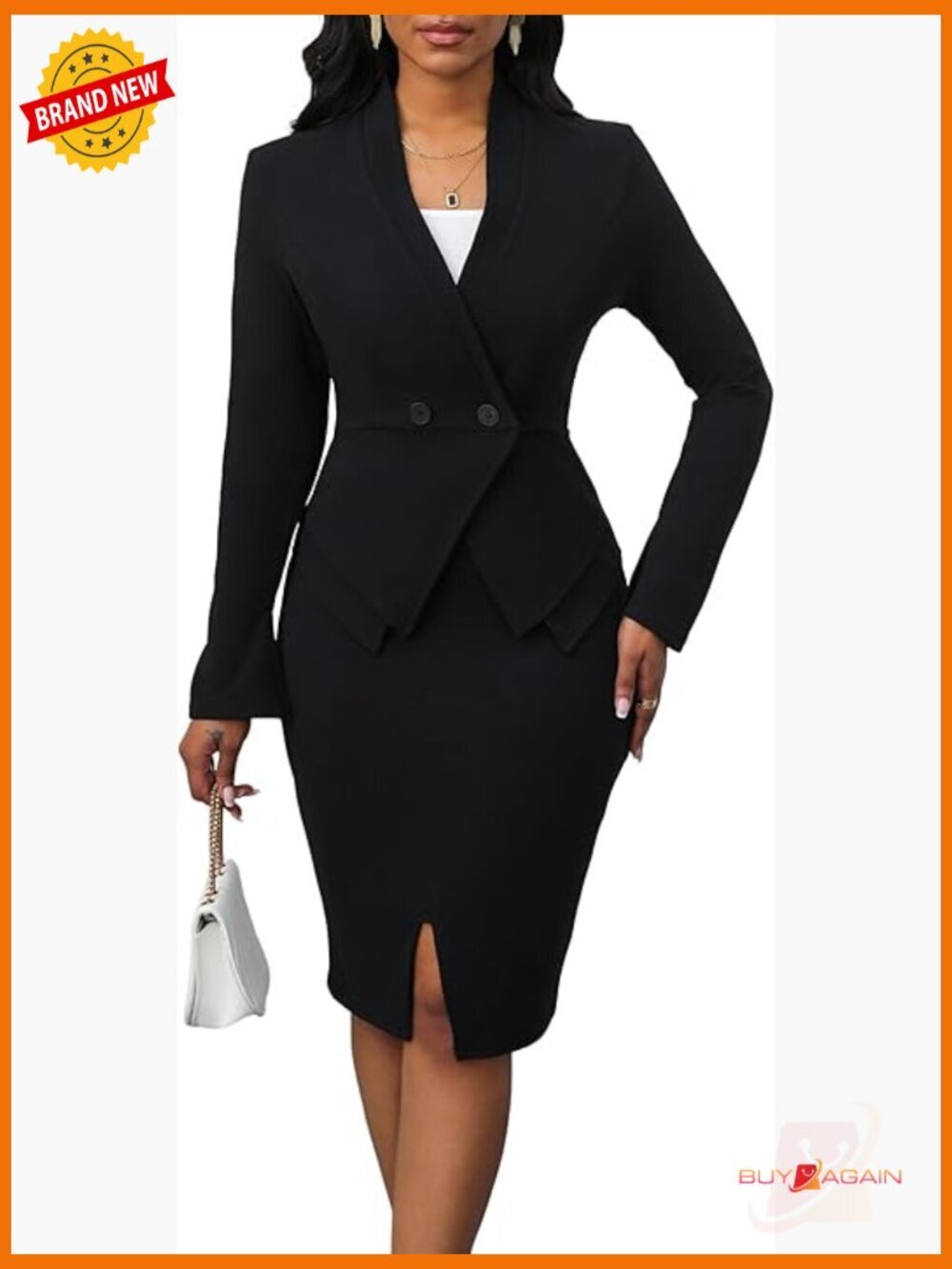 Women's 2 Piece Blazer & Pencil Skirt Suit Set - Professional Business Work